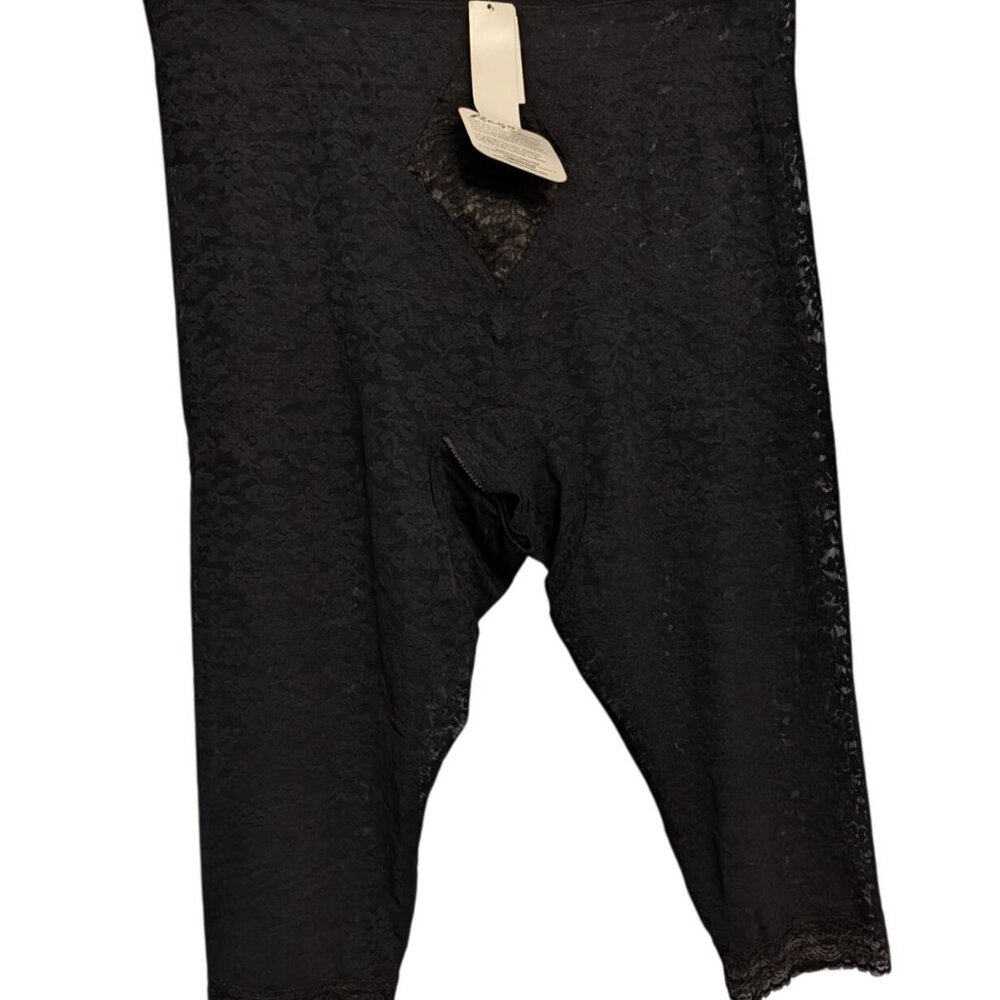 Rago Womens Black Lace Mid-Length Shapewear Panty Girdle 8X / 46 Nylon Spandex